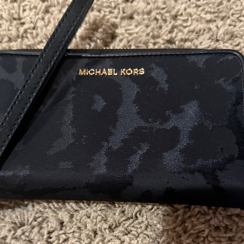 Michael Kors Black and Gold Wristlet